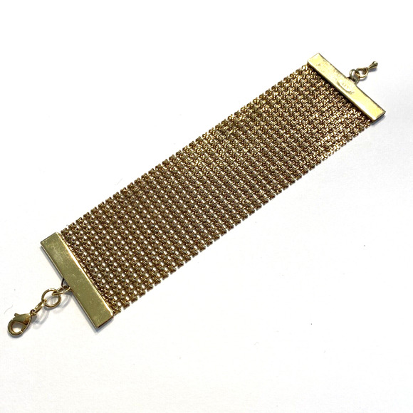 Vintage Goldtone Mesh Chain Bracelet Signed AVON Y2K Does Art Deco Style Jewelry - Picture 1 of 11